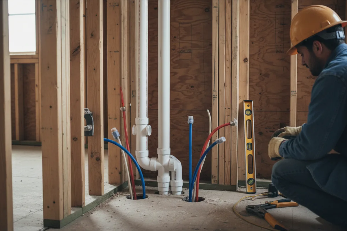 Drain and supply rough-in during Toilet Repair and Installation in Lewisville