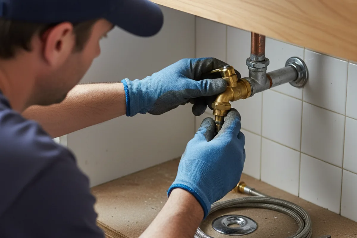 Shutoff valve and fitting work during Well Pump Repair in Lewisville